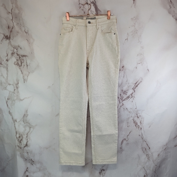 Everlane Jean The Cheeky Straight High Rise Ecru Sandstone Ankle Crop Zip Denim - Picture 6 of 13